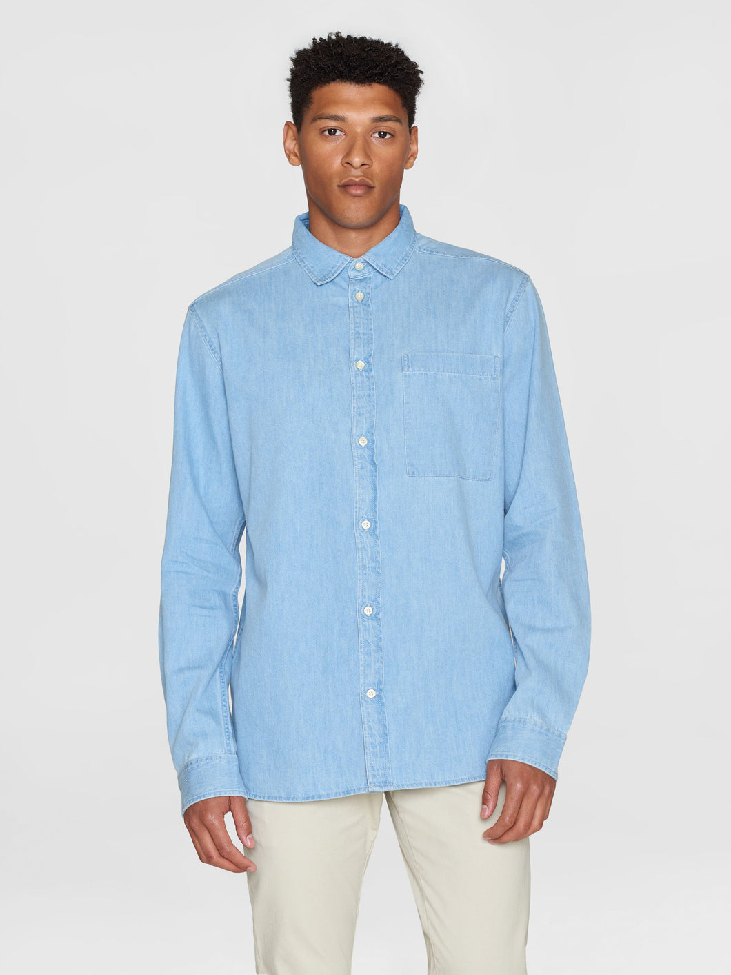 Knowledge Cotton Apparel - Loose Denim Shirt Light Blue